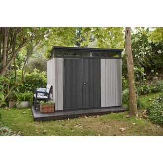 Dmora Dmora - Caseta De Jard&iacute;n Cobourg, Cobertizo De Jard&iacute;n, Caseta De Jard&iacute;n, Trastero Para Herramientas, 277x218 H226 Cm, Gris