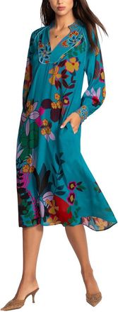 Johnny Was Ascension Luna Handkerchief Silk-Blend Midi Dress