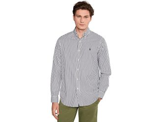 Polo Ralph Lauren Classic Fit Striped Broadcloth Shirt Mens Clothing White/Polo Black : 2XL, Cotton