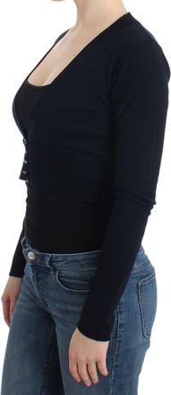Roberto Cavalli Virgin Wool Cropped Cardigan - Black