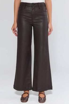 Kut from the Kloth Meg High Rise Wide Leg Coated Canvas Pants In Chocolate