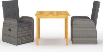 vidaXL Juego De Comedor Para Jard&iacute;n 3 Piezas Gris Vidaxl