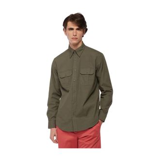 Brooks Brothers Regent Regular Fit Canvas Safari Sport Shirt - Heren - Casual Overhemden - Groen - M - Katoen - Overhemden