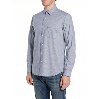 Replay M4148 Casual Shirt - Heren - Casual Overhemden - Blauw - M - Katoen - Overhemden