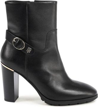 Tommy Hilfiger Black Leather Ankle Womens Boots