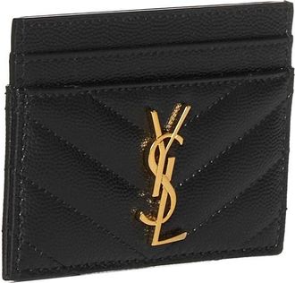 Saint Laurent Womens Mini Cardholder Cassandre Matelass&eacute; Black Calfskin Wallets & Purses