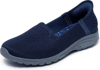 Skechers Womens Reggae Fest 2.0 Guiding Light Slip-On Sneakers, Navy Mesh, 5.5 UK