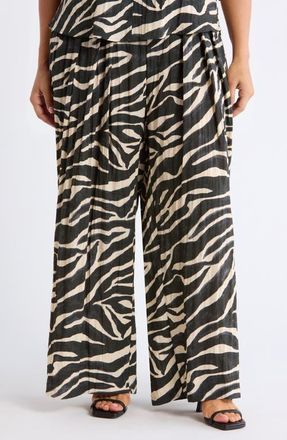 Wit & Wisdom Skyrise Pleated Palazzo Pants in Charcoal/Ecru at Nordstrom, Size 3 X