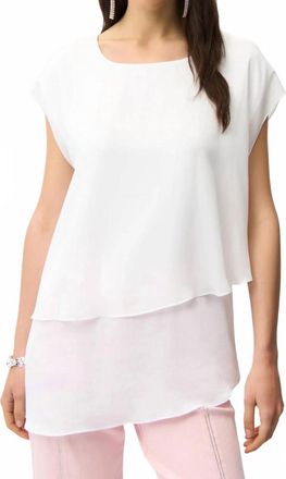 Joseph Ribkoff Lightweight Layered Asymmetric Tunic Top In Vanilla