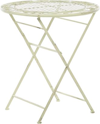 Beliani Mesa De Balc&oacute;n Hierro Verde Claro Metal Envejecido Plegable Redonda 70 Cm Exterior Resistente A Los Rayos Uv Estilo Retro Franc&eacute;s Bivio