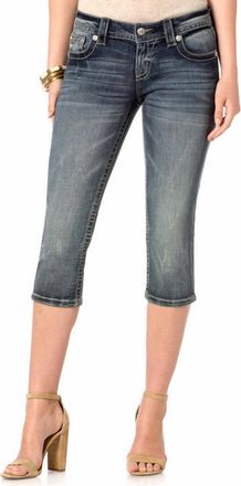 Miss Me Keepsake Angel Capri In Washed Denim