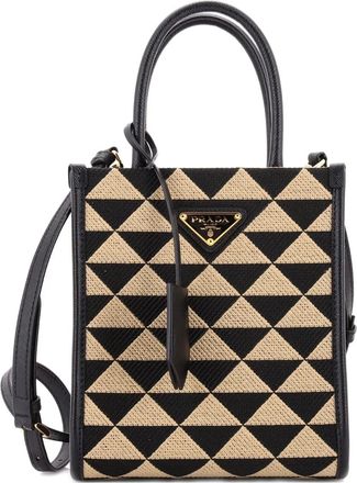 Prada Symbole Shopper Tote Jacquard Mini crossbody bag - Zwart