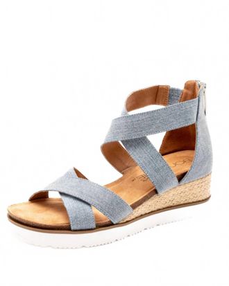 Corkys Footwear Womens Double Dutch Wedge Sandal In Denim