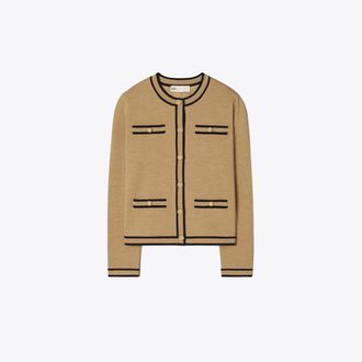 Tory Burch Womens Kendra Cardigan in Brown, size XL