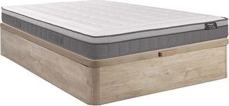 Vente-Unique Conjunto canap&eacute; de 160 x 200 cm color natural claro + colch&oacute;n de muelles ensacados de 7 zonas y memoria de forma de 30 cm - ASGARD de YSM&Eacute;E