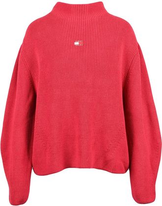 Tommy Jeans Ribbed Turtleneck Sweater With Boxy Fit And Embroidered Logo