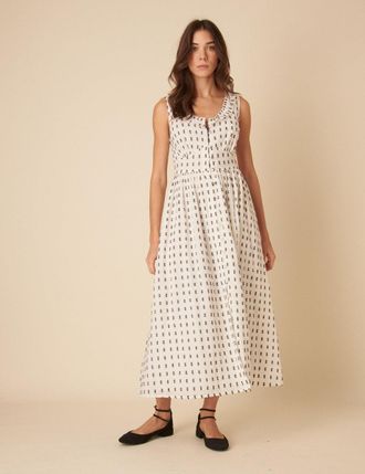 Nobody's Child White Printed Sleeveless Flossie Midi Dress
