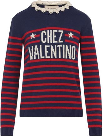 Valentino Truien & Vesten, Dames, Veelkleurig, M, Katoen, Blauwe Katoenen Trui Elegant Stijlvolle Laagjes