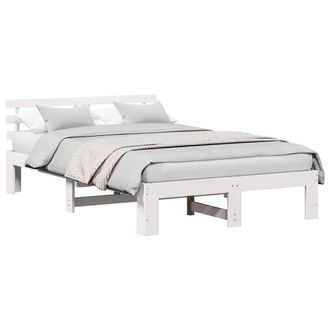 Berkfield Home White White Pine Wood Bed Frame White Solid wood 120 x 200 cm Durable