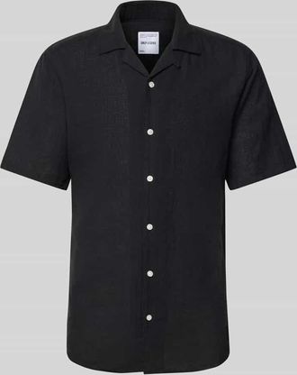 Only & Sons Freizeithemd aus Baumwoll-Leinen-Mix Modell CAIDEN in Black, Gr&ouml;&szlig;e XXL