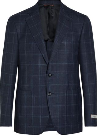 Canali Plaid Wool-blend Blazer - Navy - 54 (IT54 / Xxl)
