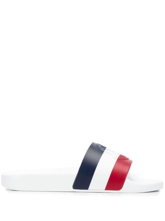 Moncler Slides a righe - Bianco