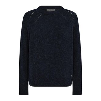 Mos Mosh Zachte Gebreide Trui Thora Navy - Dames - Ronde hals truien - Zwart - M - Wol - Truien & Vesten