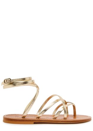 K.Jacques Zenobie Cross-over Metallic Leather Sandals - Gold - 39 (IT39 / UK6)
