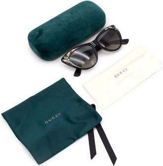 Gucci Black Cat Eye Mother of Pearl Embellished Sunglasses