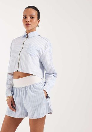 adidas Originals Premium Essentials - Camicia corta blu a righe