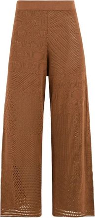 Akep Lace Stitch Pant - Dames - Wijde Broeken - Bruin - S - Polyester - Broeken