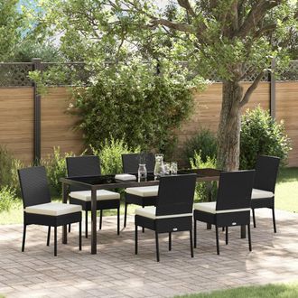Berkfield Home 7 Piece Garden Dining Set Black Poly Rattan