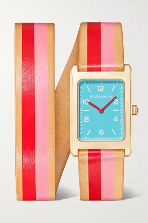 La Californienne Orologio 24 Mm Con Finitura Oro E Cinturino In Pelle A Righe Daybreak