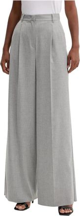 Marella Grijze Chino Broek met Geplooide Pijp - Dames - Wijde Broeken - Grijs - M - Broeken