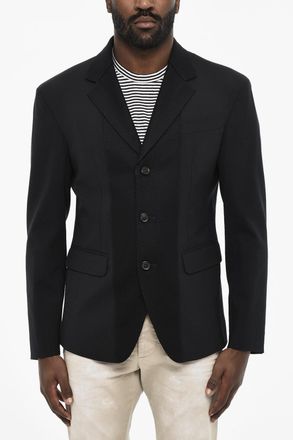 Dsquared2 Blazer in Lana Vergine con 3 Bottoni e Tasche ad Aletta Dsquared2
