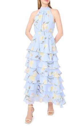 1.State Floral Tiered Maxi Dress in Wind Surf at Nordstrom Rack, Size X-Small