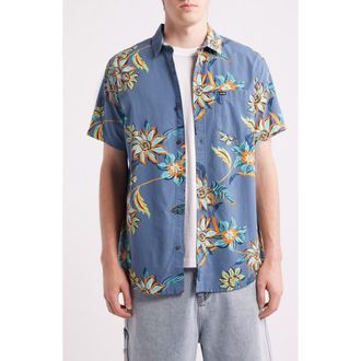 Rip Curl Sessions Short Sleeve Button-Up Shirt in Bluefin at Nordstrom, Size Xx-Large