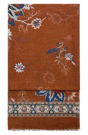 Mango Floral Print Scarf in Burnt Orange at Nordstrom