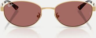 Ray-Ban Occhiali da sole ovali con lenti viola in arista-Oro
