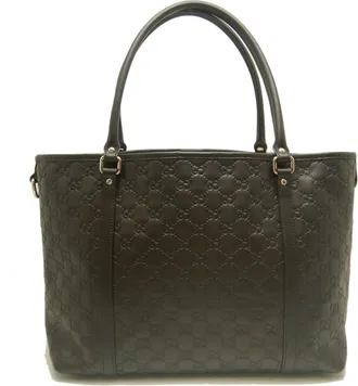 Gucci Dark Brown Leather Tote Bag (Pre-Owned)