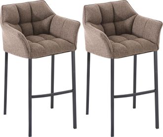 Clp Clp - Set De 2 Taburete De Bar Damaso En Tela Con Base De 4 Patas Marr&oacute;n Tierra Negro