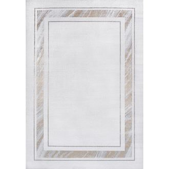 Jonathan Y Designs Athens Classic Border Marble Pattern High-Low Area Rug in Silver/gold at Nordstrom, Size 8Ft 0In X 10Ft 0In