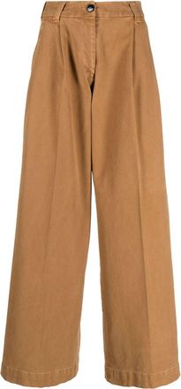 Gabriele Pasini Womens Wide Leg Cotton Trousers - Tan - Size EU 42 (Womens)