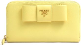 Prada Yellow Leather Long Wallet (Bi-Fold) (Pre-Owned)