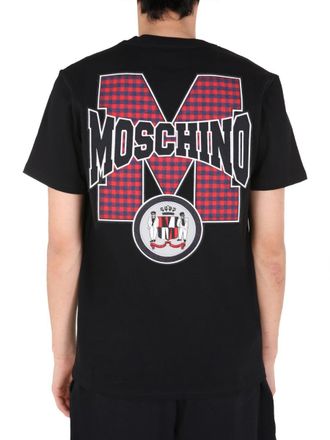 Moschino Logo-Patch Cotton T-Shirt - Black
