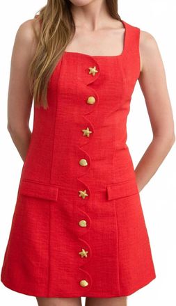 ZOE AND CLAIRE Sleeveless Mini Dress With Button In Red
