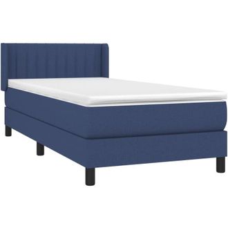 vidaXL Cama Box Spring Con Colch&oacute;n Tela Azul 80x200 Cm Vidaxl
