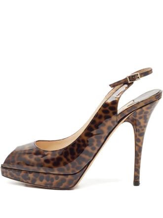 Jimmy Choo London 120 mm lakleren pumps met luipaardprint - Bruin