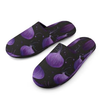 Generic Purple Onion Mens Cozy Memory Foam Slippers Warm Cotton House Shoes Comfy Slipper for Indoor Outdoor