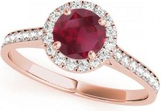 Allurez Lab Grown Diamond Halo Lab Ruby Engagement Ring 14k Rose Gold (1.29ct)